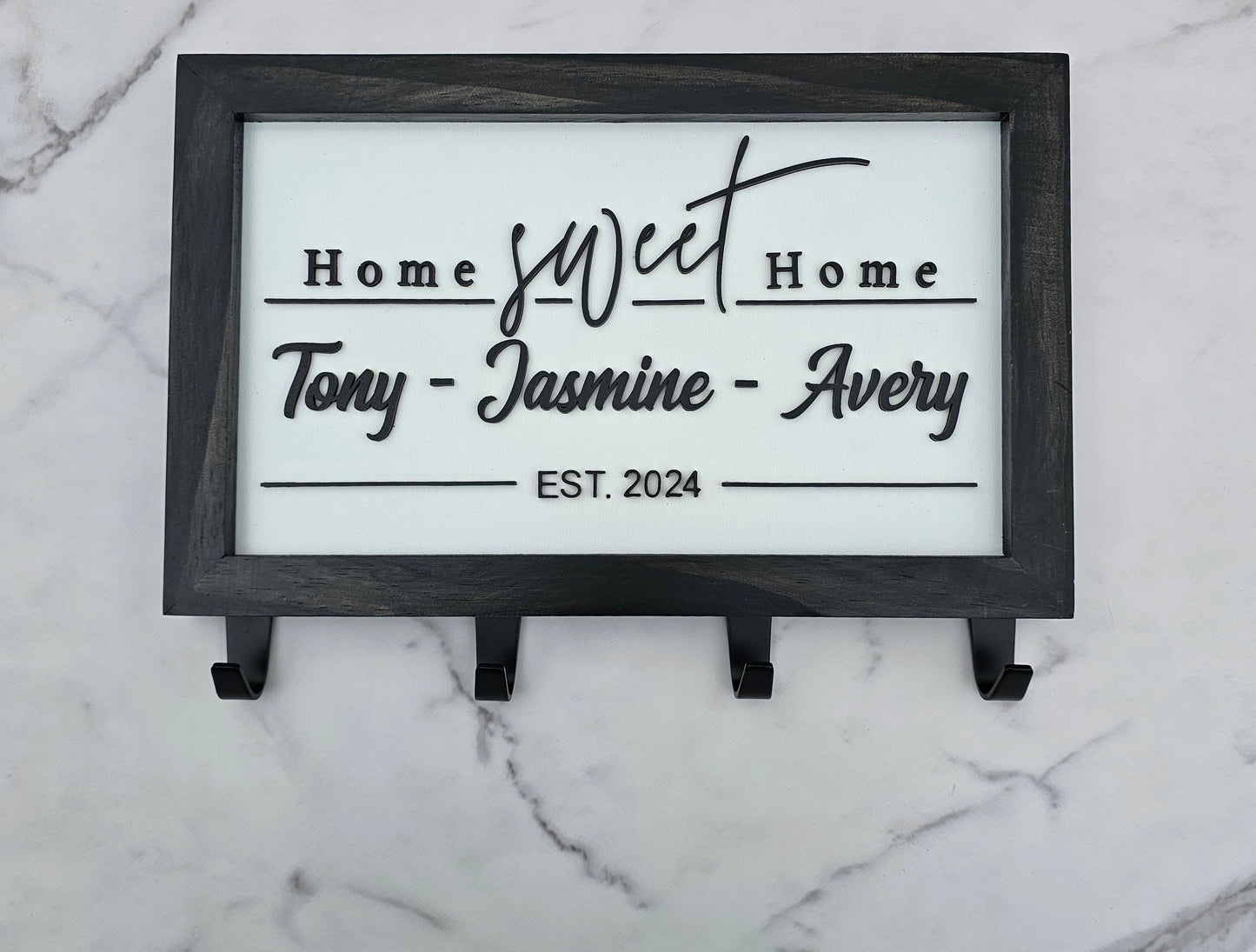 Home Sweet Home Personalized Wood Key Rack