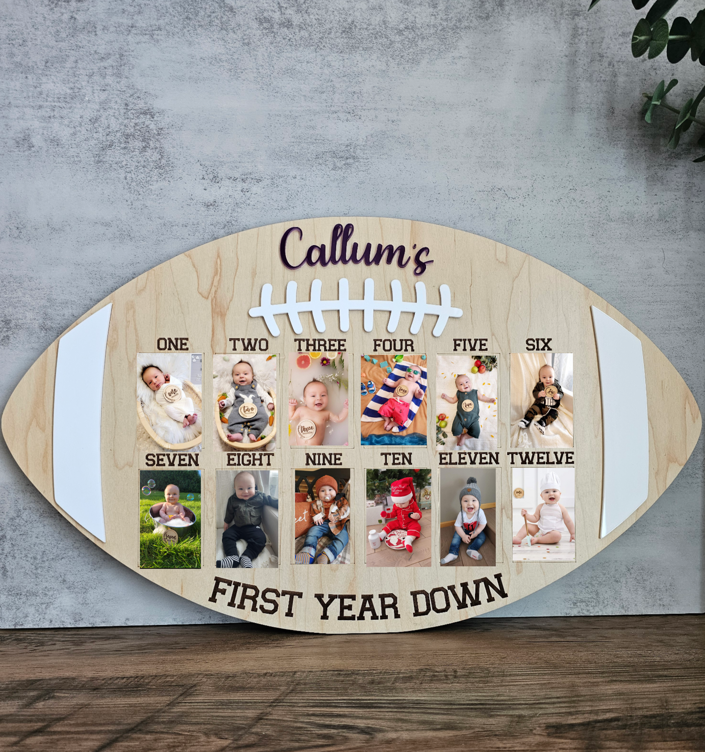 Babys First Year Down Football Photo Frame