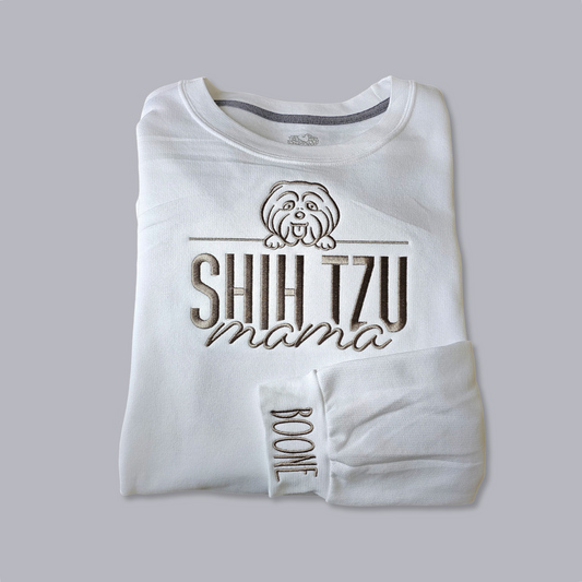 Shih Tzu Mama Embroidered Crew