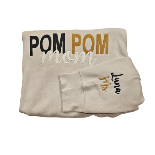 Pom Pom Mom Embroidered Crew