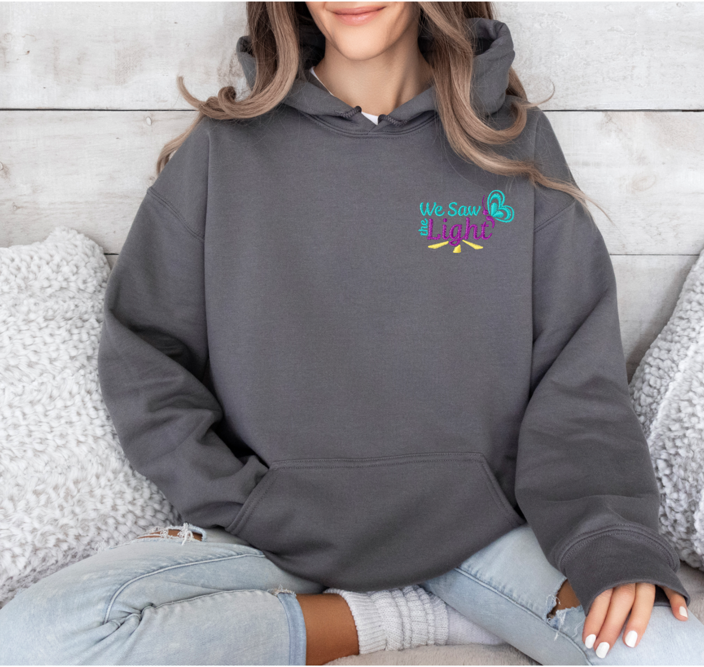 We Saw The Light Embroidered Hoodie (Option to personalize)
