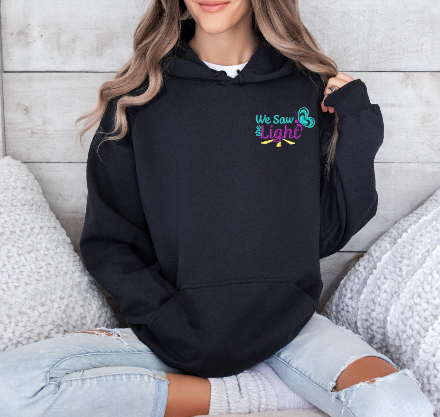 We Saw The Light Embroidered Hoodie (Option to personalize)