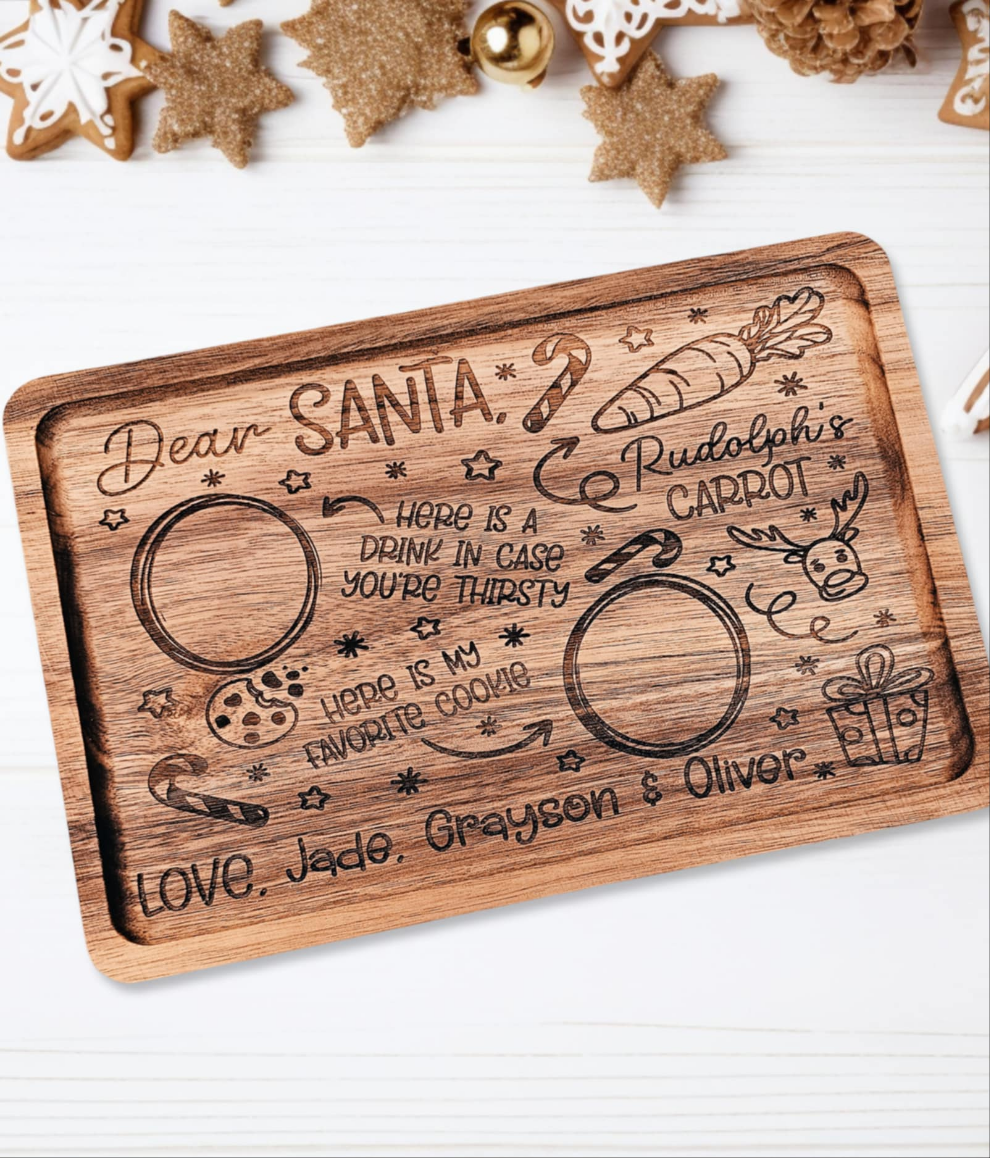 Engraved Santa Cookie & Milk Trays