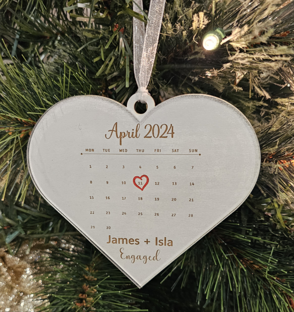 Engagement or Wedding Date Ornament Keepsake
