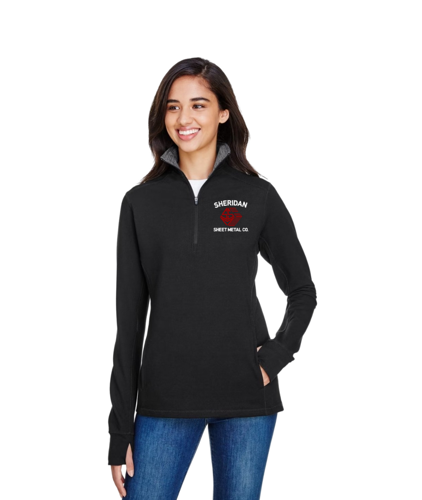 Womens Embroidered Stretch Quarter Zip