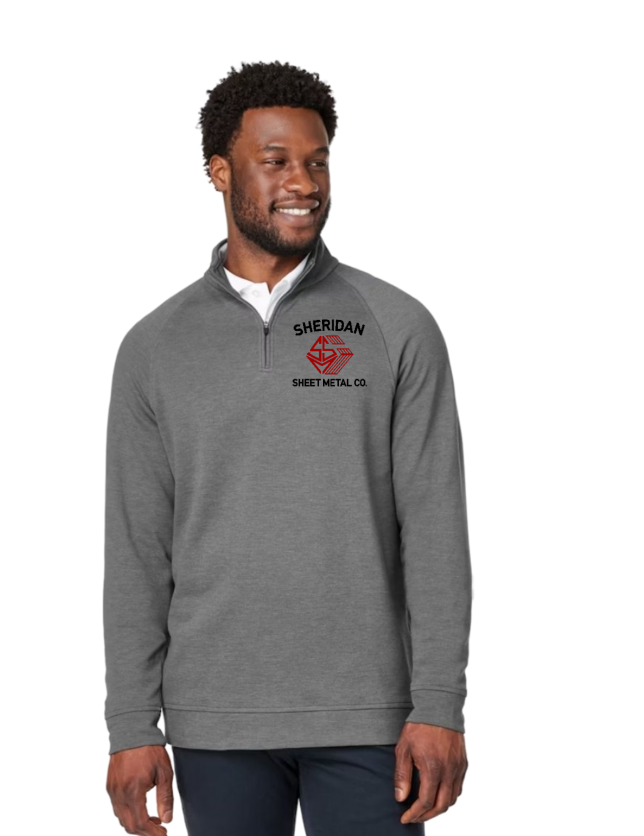 Mens 2 Color Option Embroidered Quarter Zip Sweater