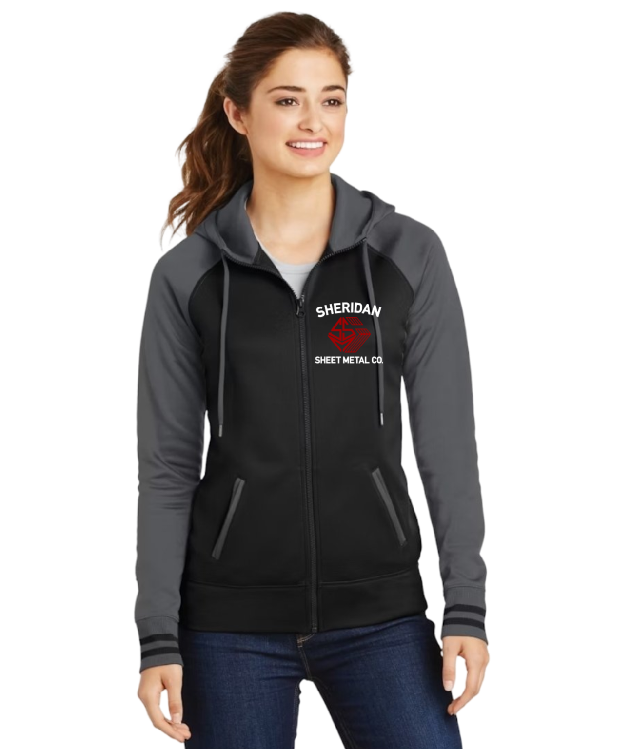 Womens Sports 2 Color Option Embroidered Hooded Sweatshirt