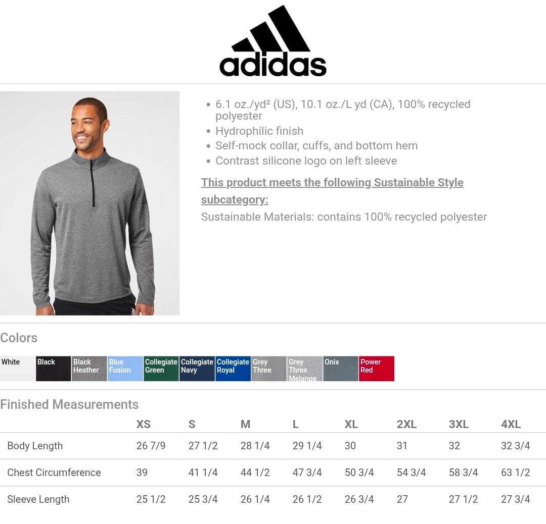 Lake Dental Light Weight Printed Adidas Quarter Zip