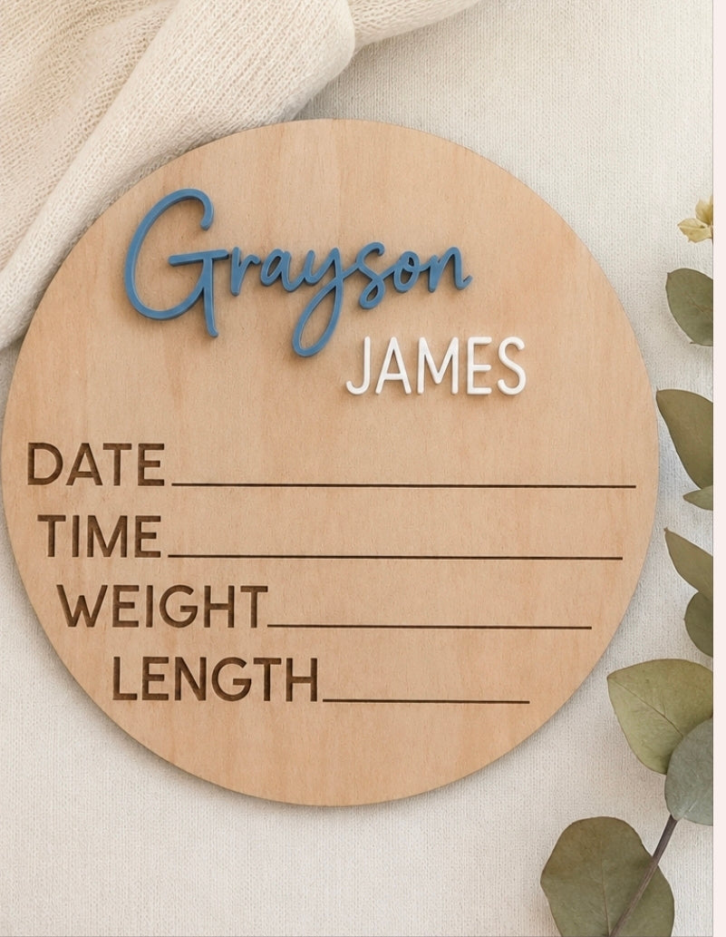 Customizable 4" Baby Announcement Sign