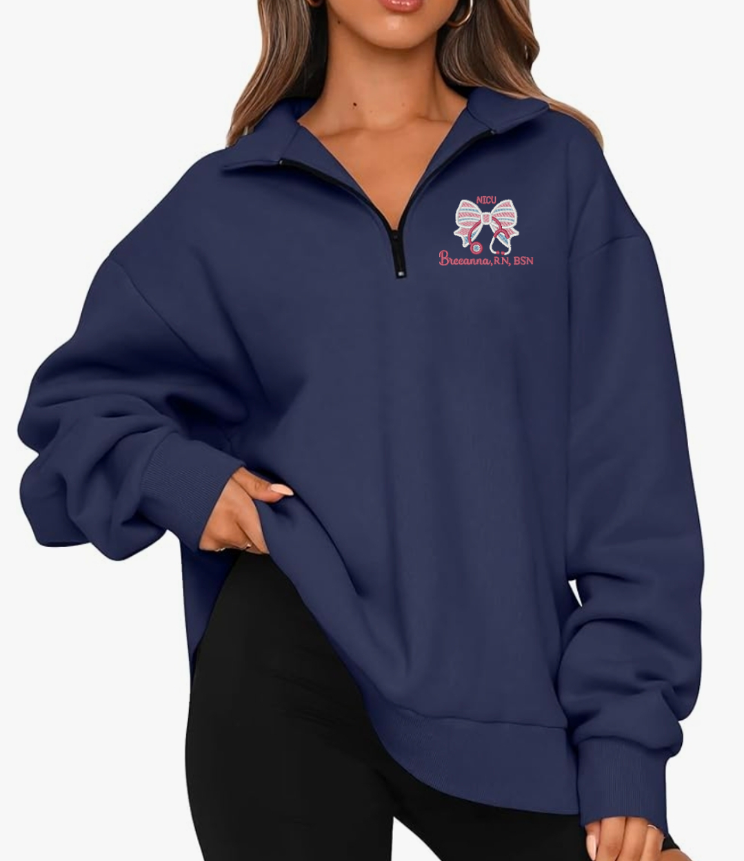 NICU Nurse Personalized baggy Quarter Zip