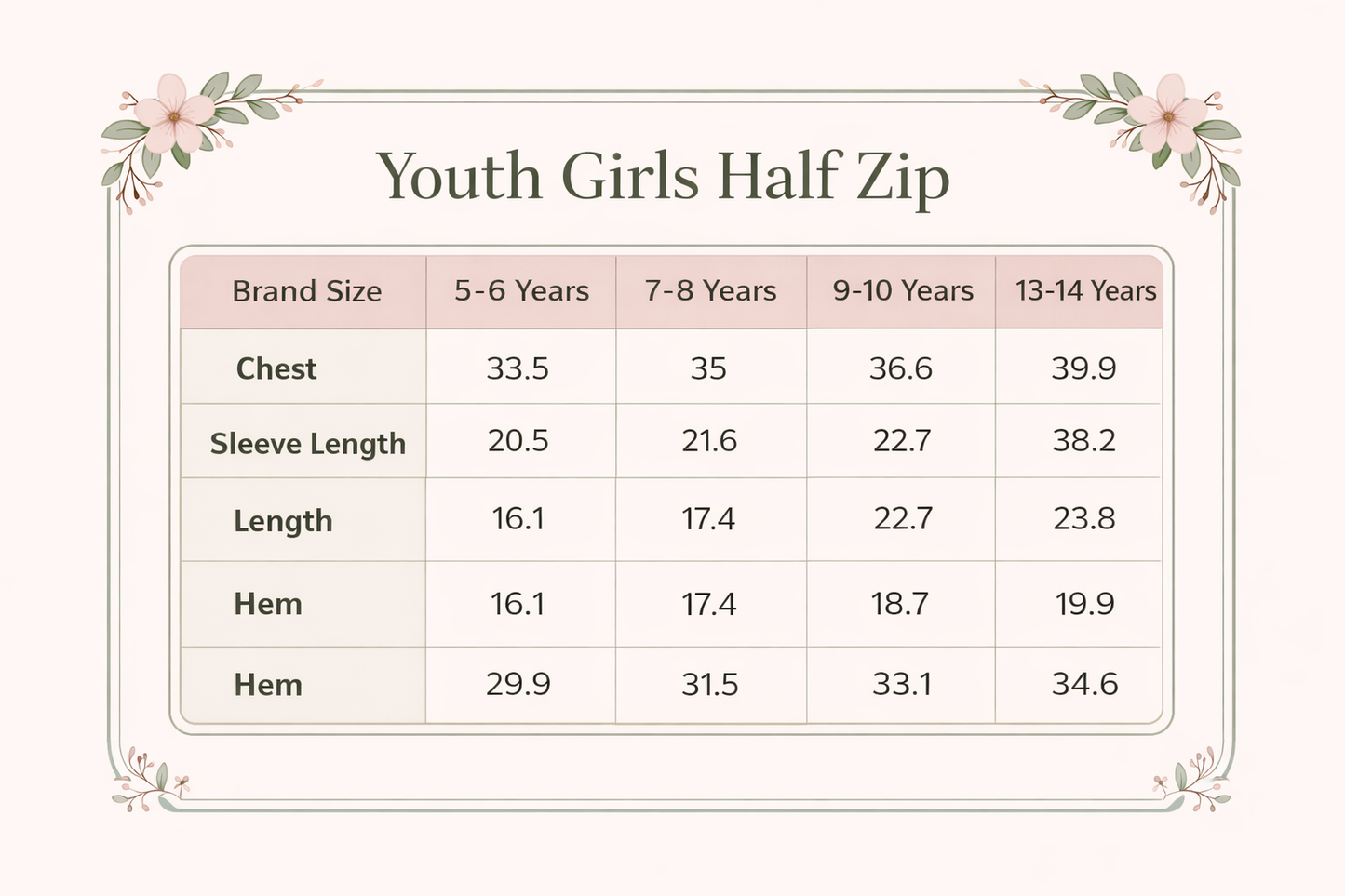 Youth Girls Hooded Half Zip Embroidered Sweatshirt