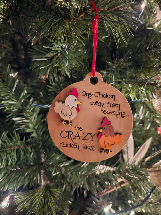 Crazy Chicken Lady Ornament