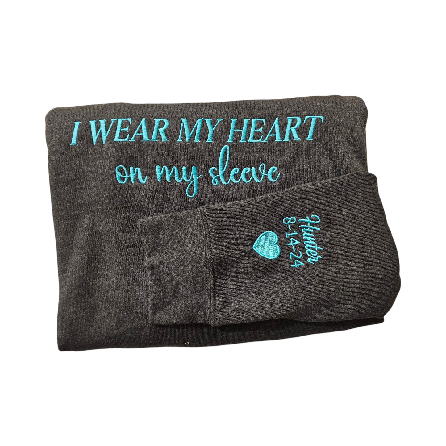 I Wear My Heart On My Sleeve 🖤 Crew Embroidered Sweatshirt