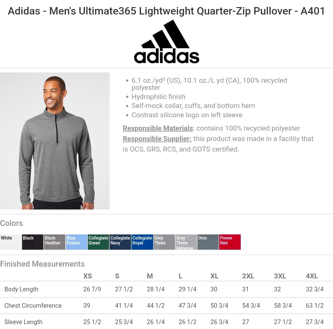 Advocated Urgent Care Men's Adidas Ultimate Quarter Zip