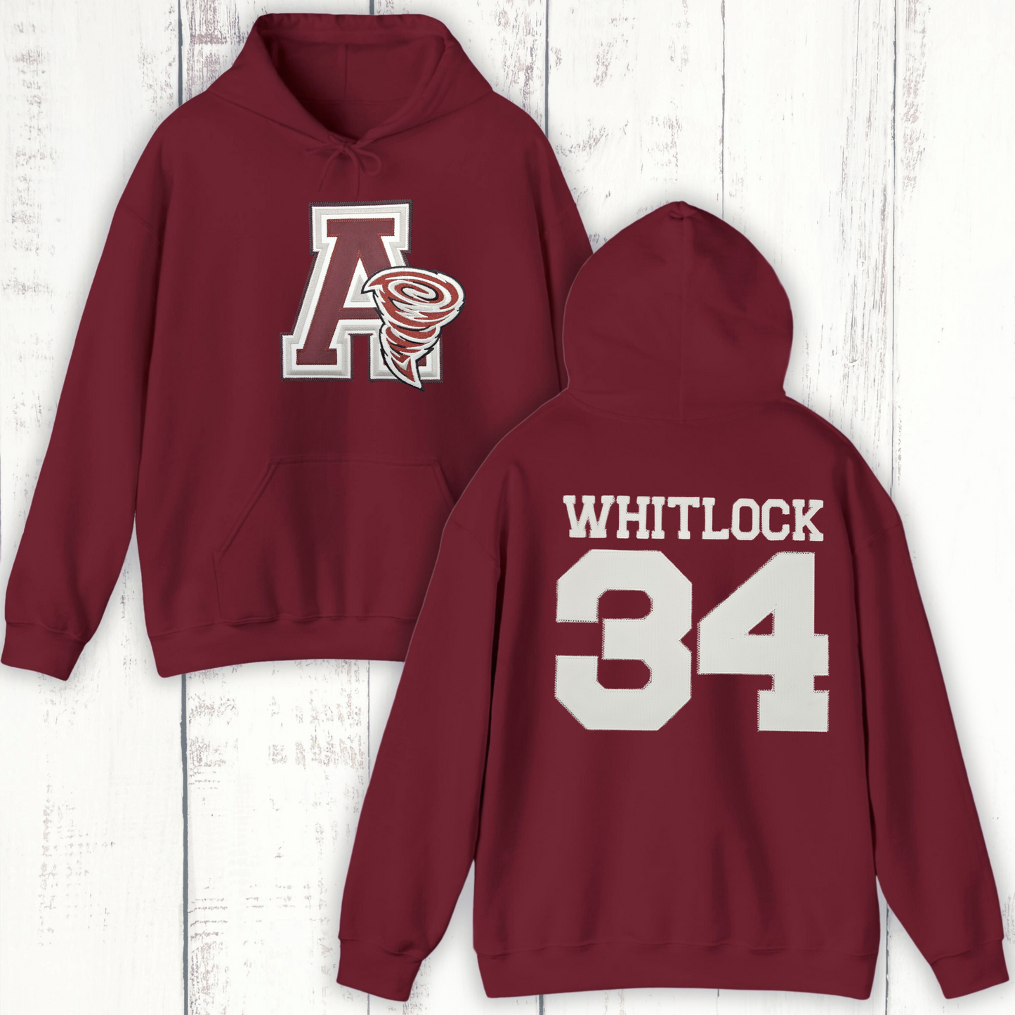 Anoka Tornadoes Applique Hoodie (In Memory of Isaiah Whitlock) #34