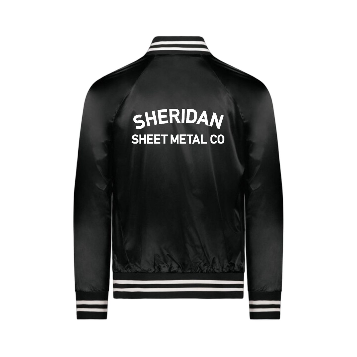Old School Black Sheridan Satin Baseball Jacket Embroidered