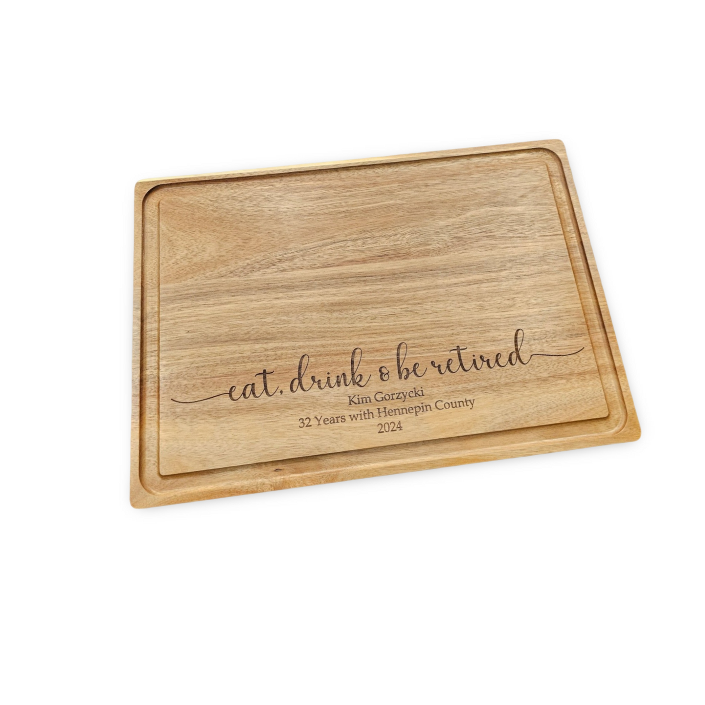 Eat, Drink & Be Retired Personalized Cutting Board