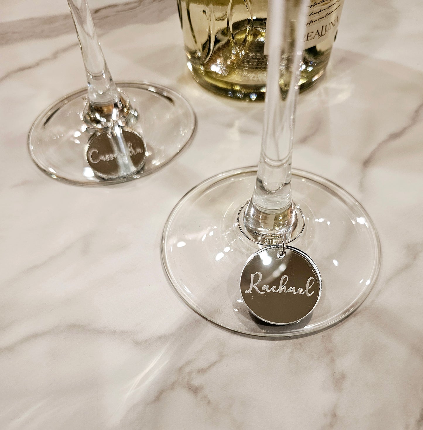 Custom Name Mirrored Acrylic Wine Charms