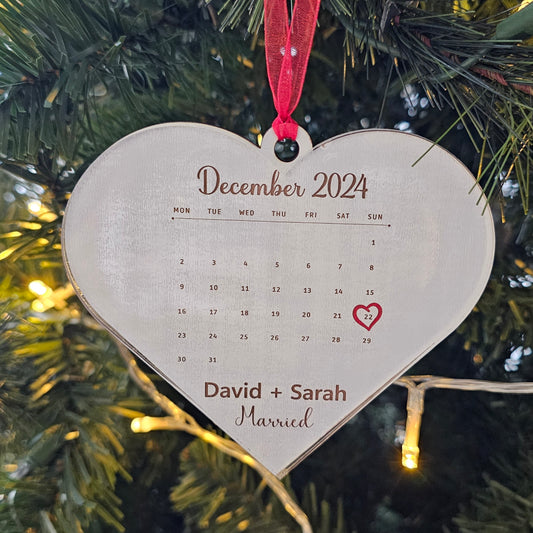 Engagement or Wedding Date Ornament Keepsake