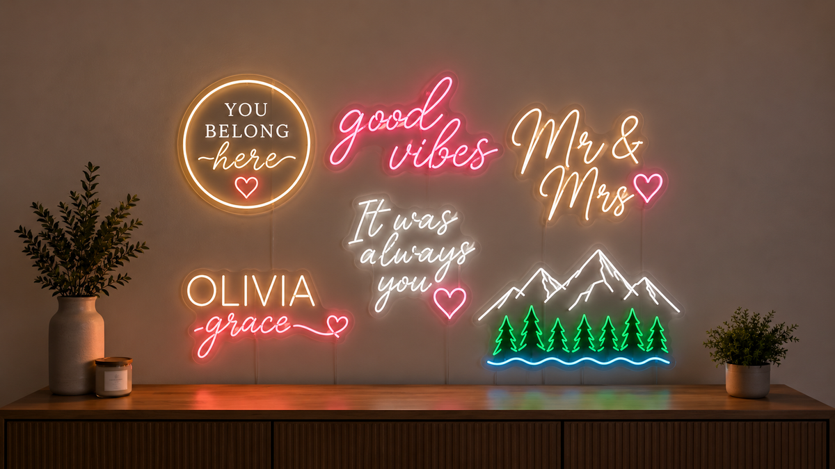 Personalized neon signs can be customized with any text or design, perfect for your home or business.