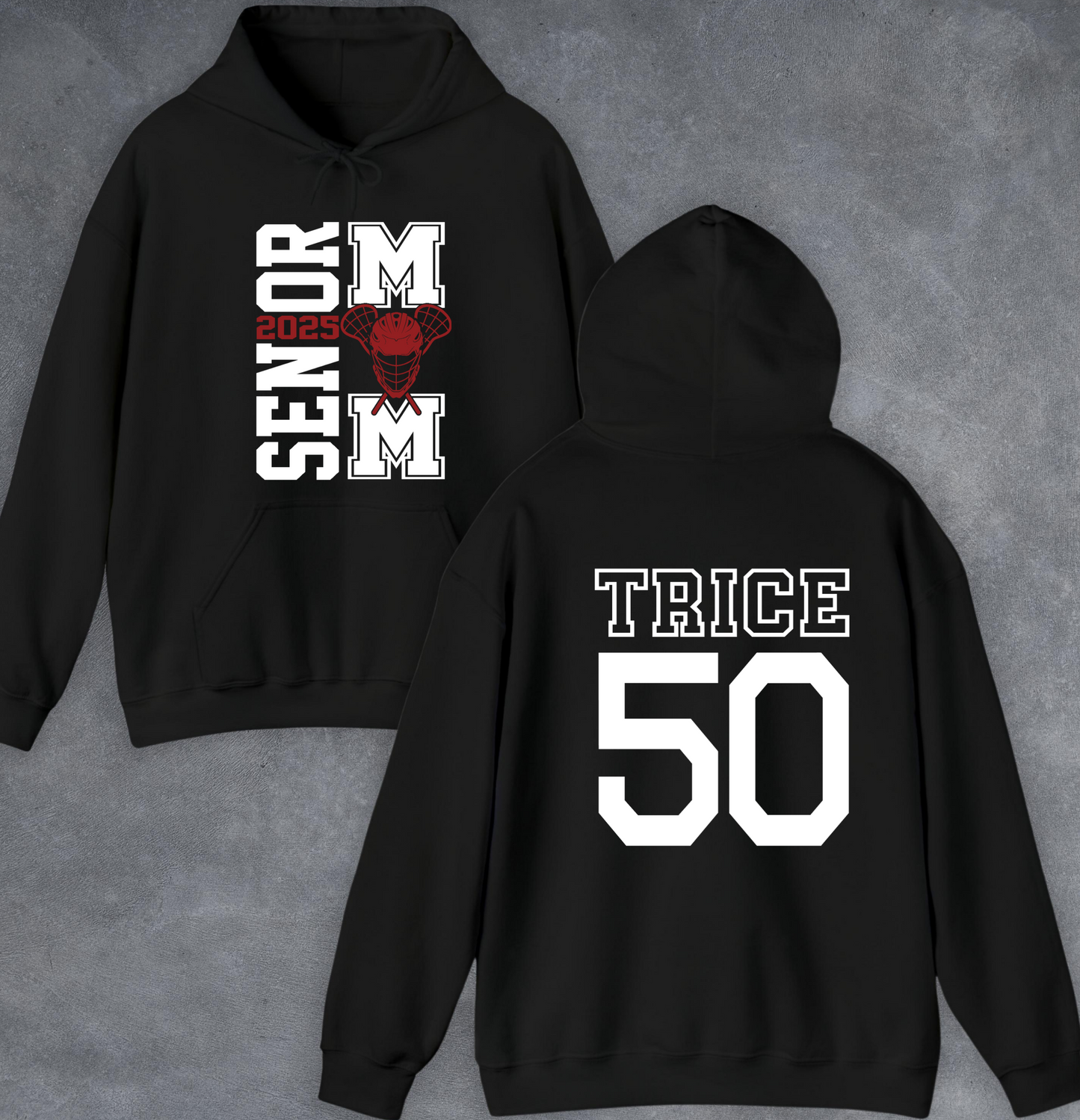 BOYS New Prague Lacrosse Mom Hooded Sweatshirt /Back Logo Option