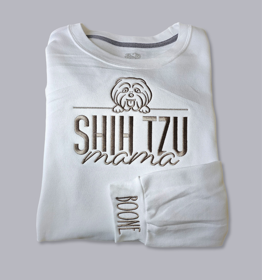 Shih Tzu Mama Embroidered Crew