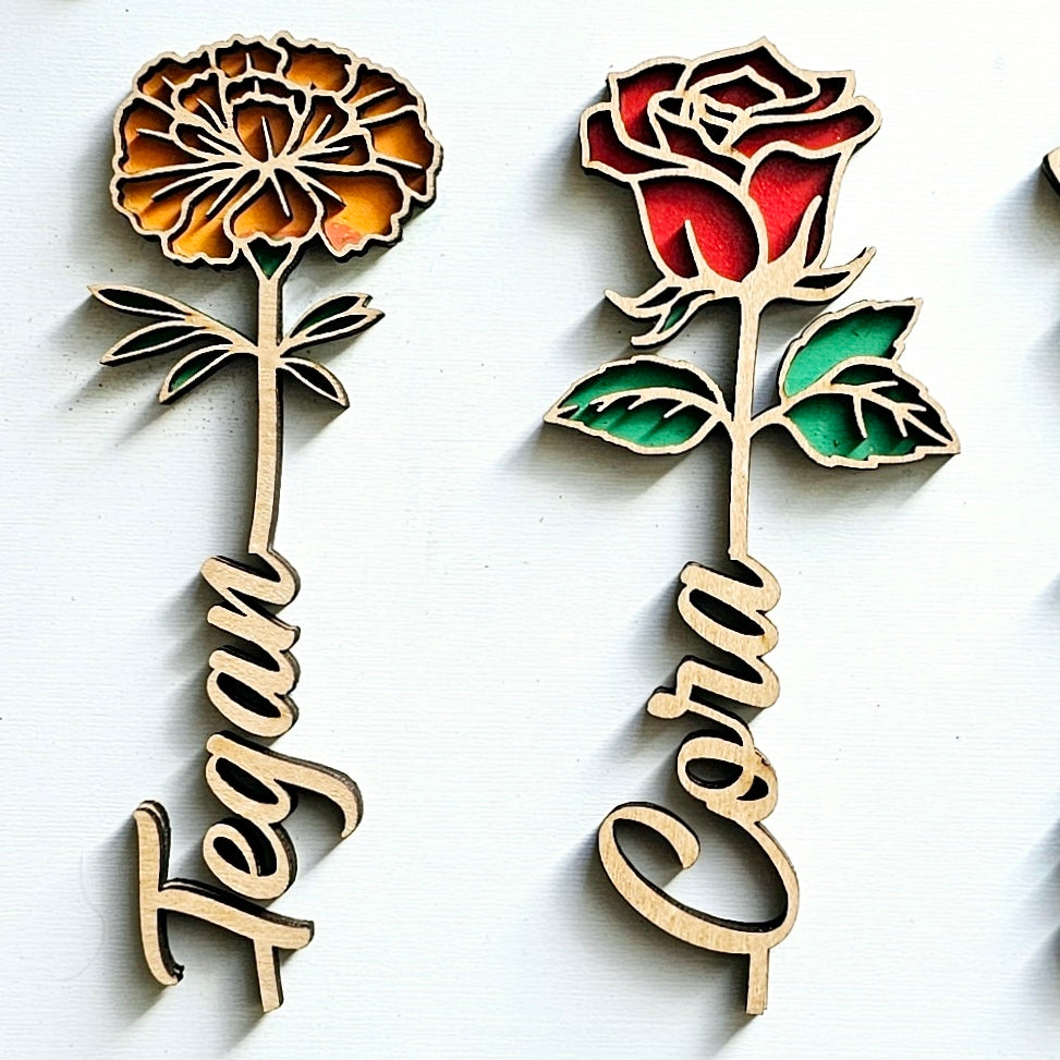 Personalized Wood Flowers