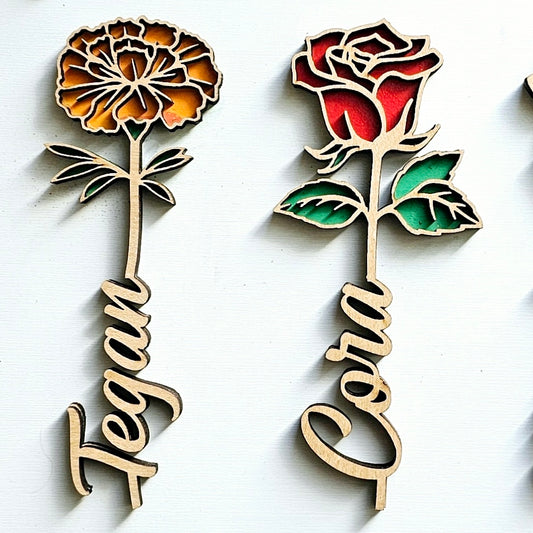 Personalized Wood Flowers