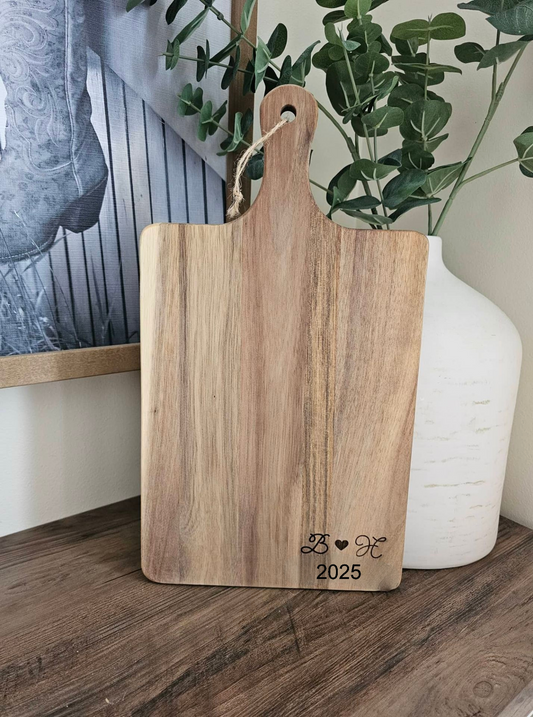 Wood Engraved Cutting Board  With Initials