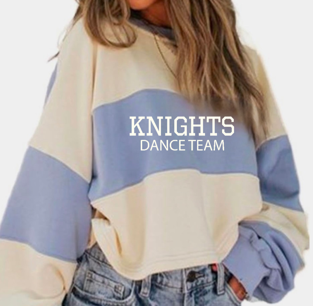 Knights Dance Team Printed Oversized Striped Sweatshirt