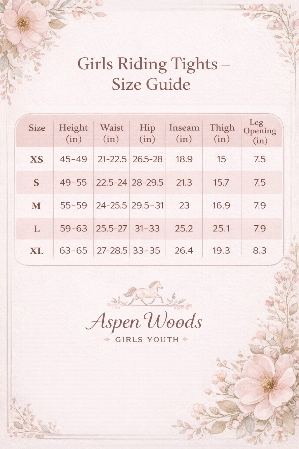 Boulder Pointe Girls Full Seat Riding Tights