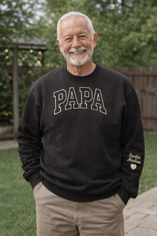 Papa Sports Letter Crew Sweatshirt