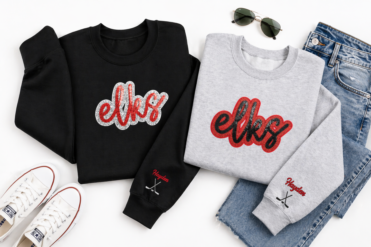 ✨️Elks Glitter & Sequin Bella + Canvas Sweatshirt