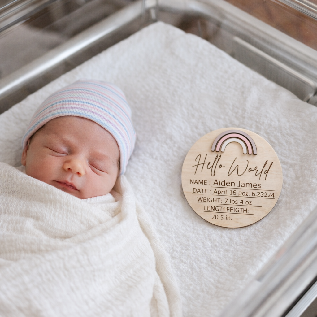 "Hello World"  Birth Stat 2 Sided Marker
