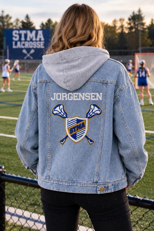 STMA Lacrosse Embroidered Glitter Jean Jacket