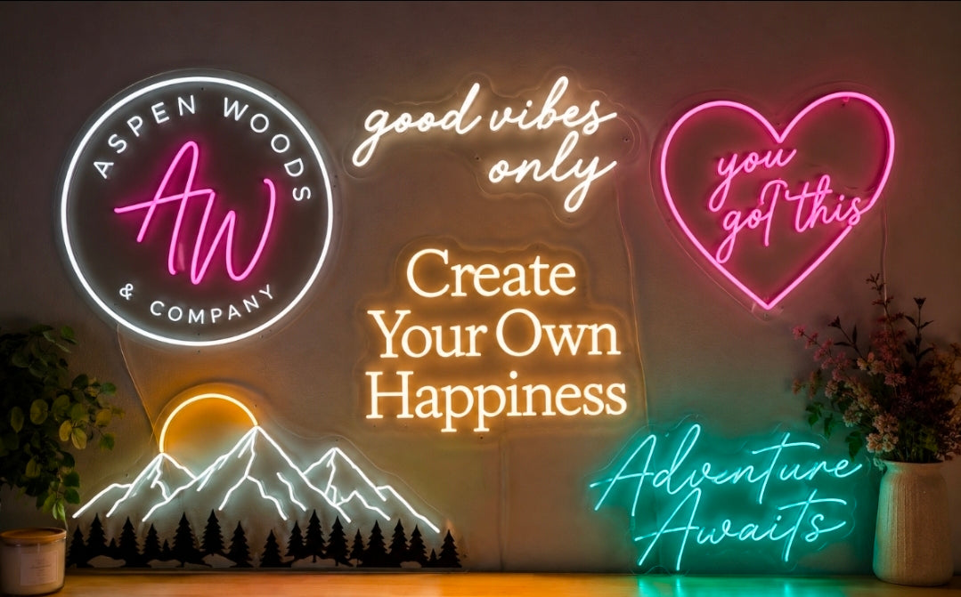 Aspen Woods & Company Custom Neon Signs (Cut to shape)