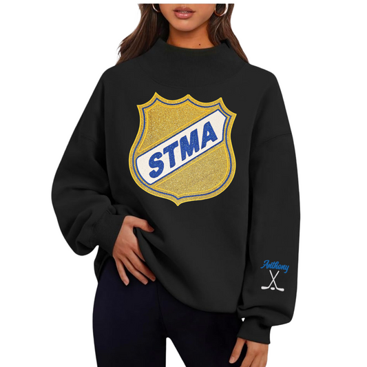 Womens STMA Hockey Mockneck Pullover Glitter Applique ✨️