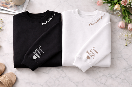 Bella + Canvas Mama Embroidered  Neckline Sweatshirt