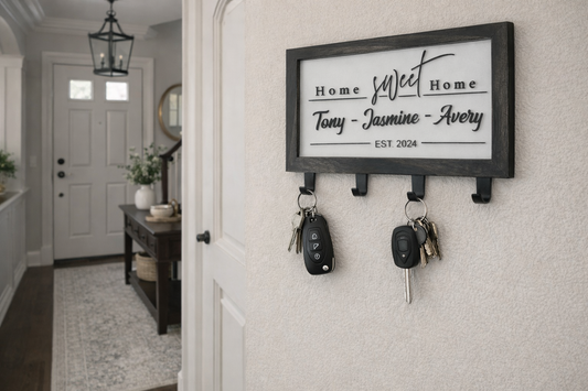 Home Sweet Home Personalized Wood Key Rack