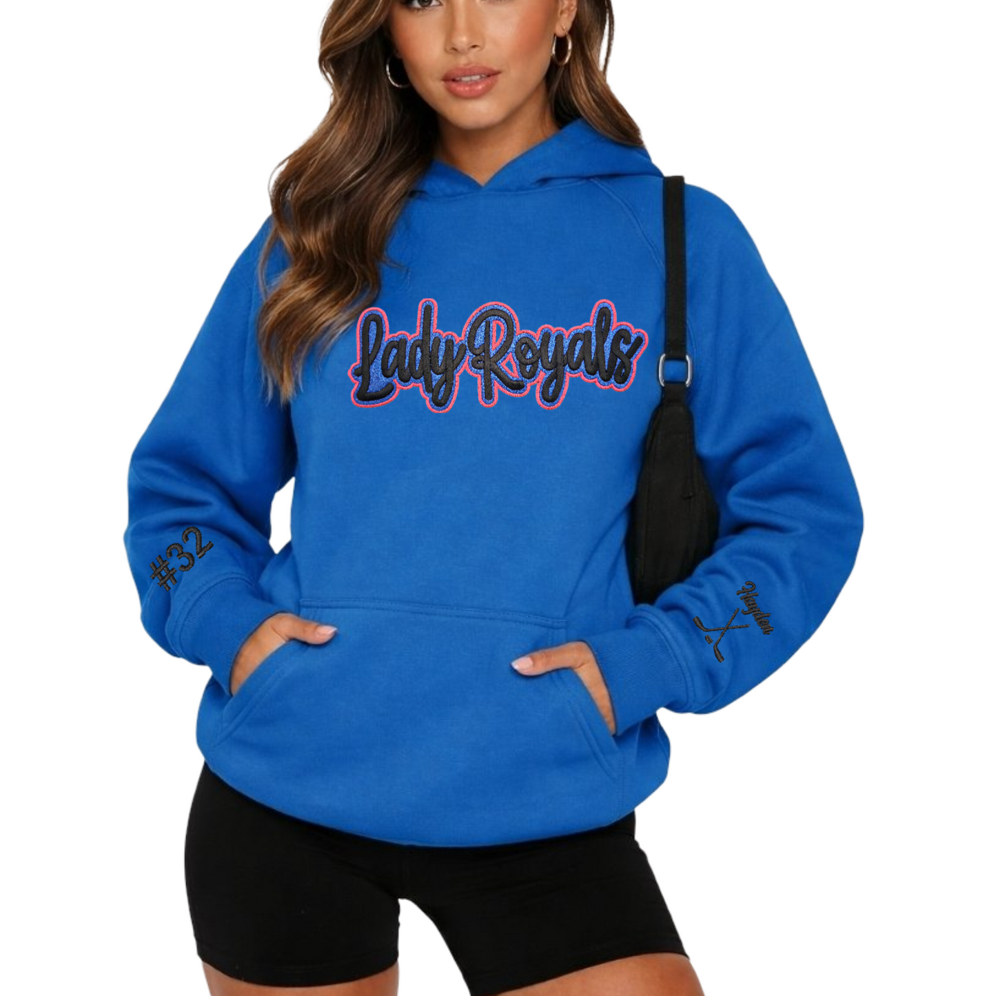 Womens Adult ✨️ Glitter Applique Lady Royals Hoodie