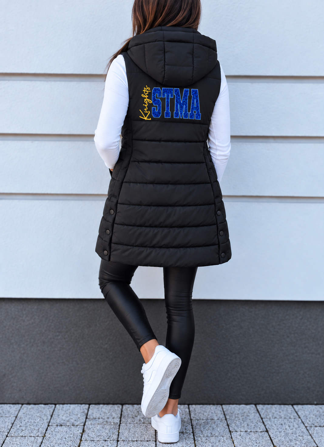 Custom Glitter Applique Puff Vest