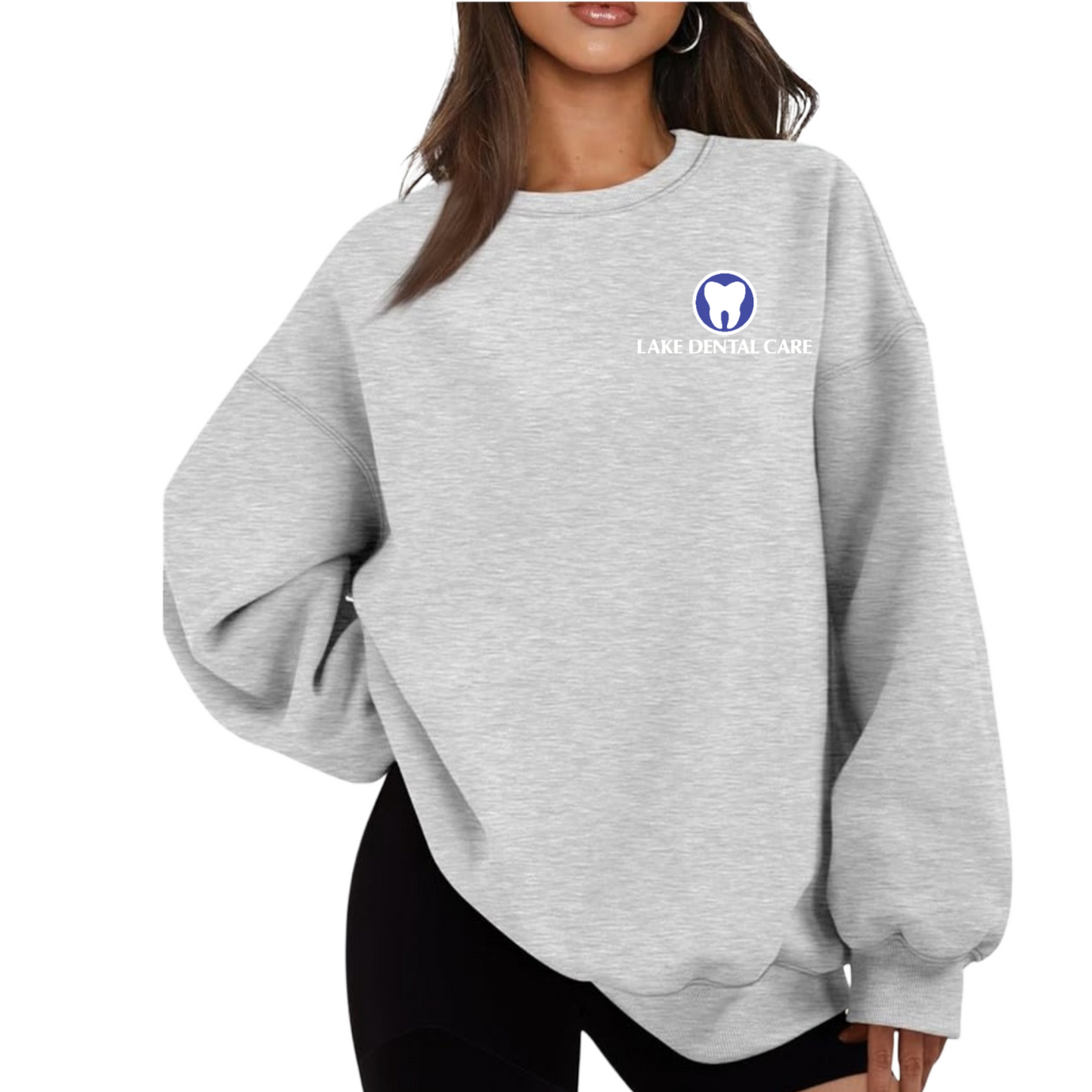Lake Dental Womens Oversized Crew Embroidered Pull Over Sweatshirt