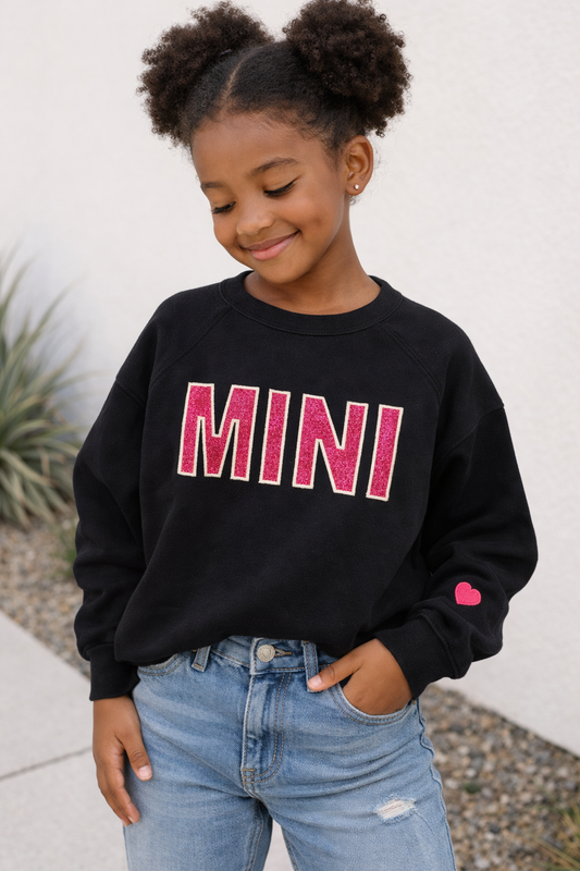 ✨️Mini glitter Applique Toddler & Youth Bella Crew Sweatshirts✨️