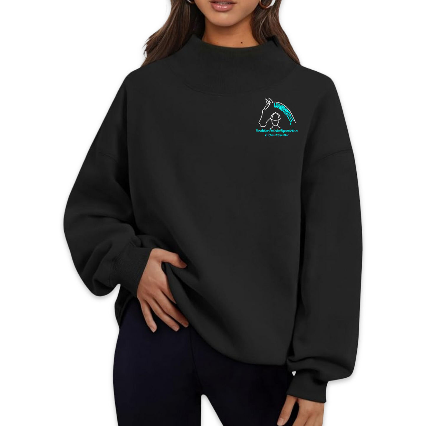 Womens Boulder Pointe Embroidered Mockneck Sweatshirt