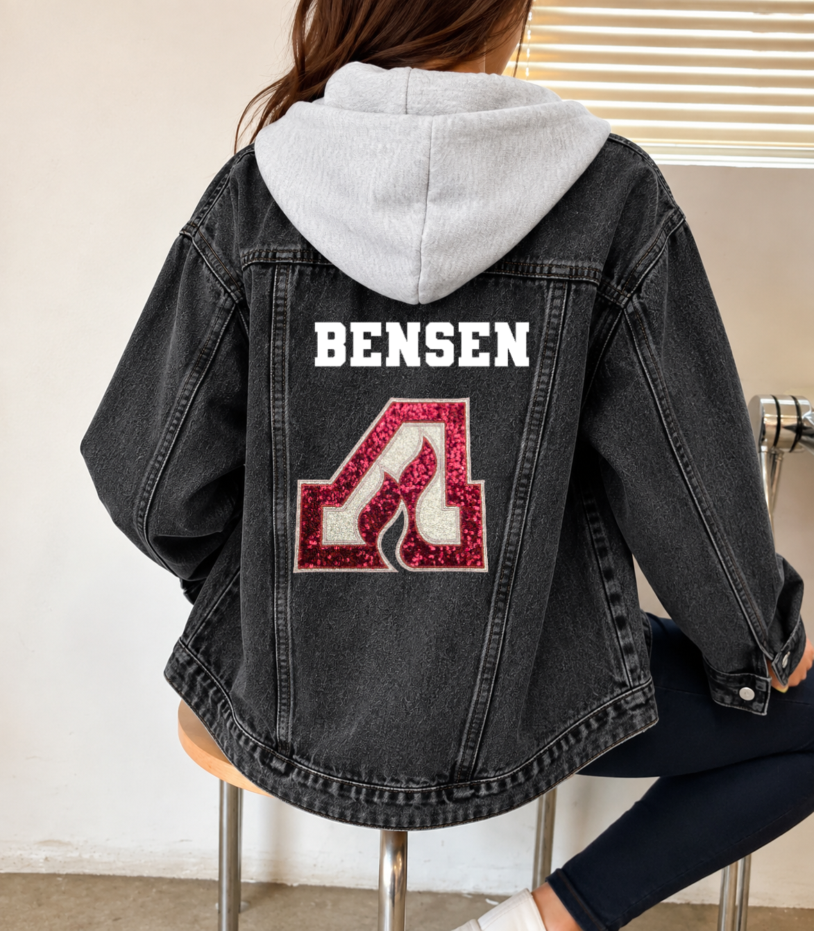 Anoka Hockey Applique Jean Jacket (Removable hood)