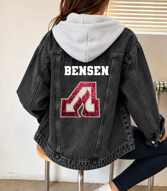 Anoka Hockey Applique Jean Jacket (Removable hood)
