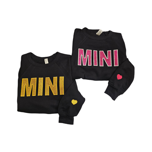 ✨️Mini glitter Applique Toddler & Youth Bella Crew Sweatshirts✨️