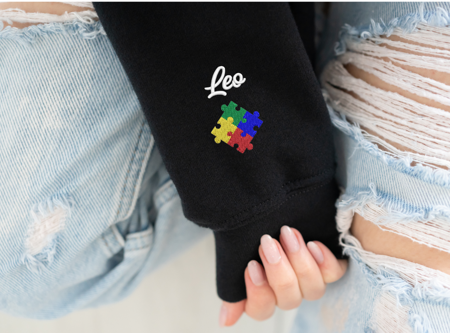 ✨️ Autism Mom Awareness Sequin Applique Bella + Canvas Sweatshirt 💙