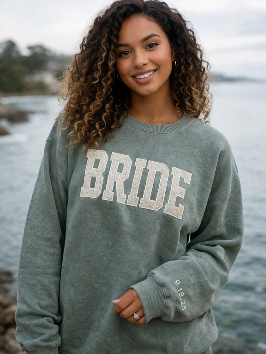 Bride Glitter Applique Comfort Colors Sweatshirt