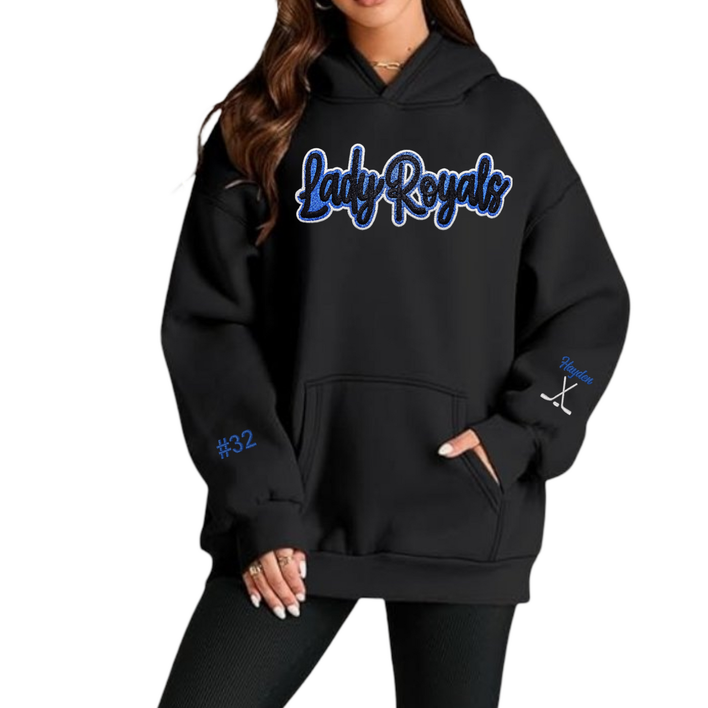 Womens Adult ✨️ Glitter Applique Lady Royals Hoodie